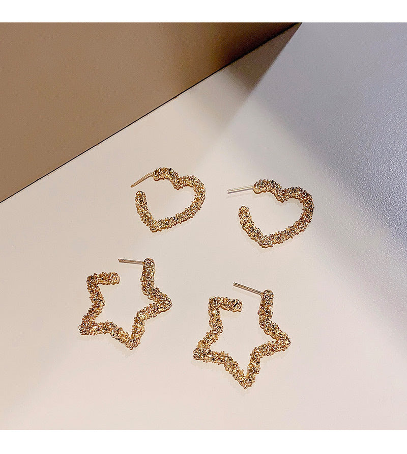 Korean Personality Earrings New S925 Silver Needle Korean Version Of Love Temperament Exaggerated Earrings Star Earrings