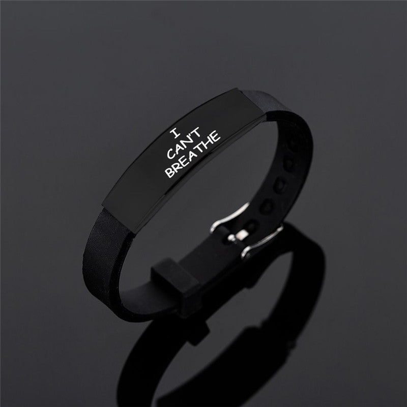 American Protest I Can't Breath Bracelets Black Stainless Steel Silicone Bracelets&Bangles Adjustable George Floyd