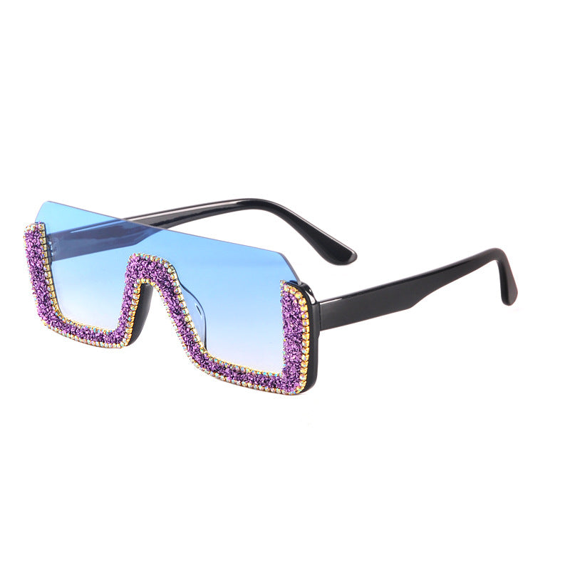 New Personality Trend Sunglasses Powder Style Diamond Square Rimless Glasses Luxury Retro Sunglasses