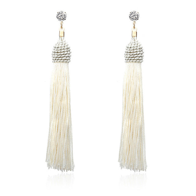 New Bohemian Gold Color Tassel Long Earrings brinco many colors Silk Hanging Earrings For Women Jewelry Dangle Earring