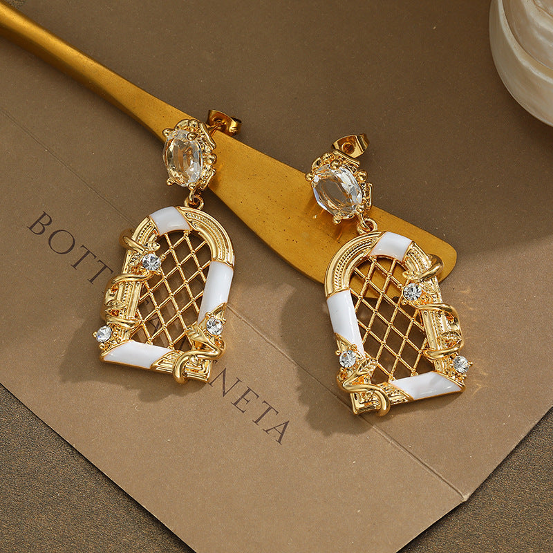Ins Earrings Female Niche Design Sense New Zircon Earrings Fashion Versatile Network Red Premium Earrings