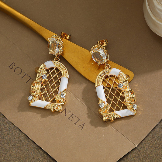 Ins Earrings Female Niche Design Sense New Zircon Earrings Fashion Versatile Network Red Premium Earrings