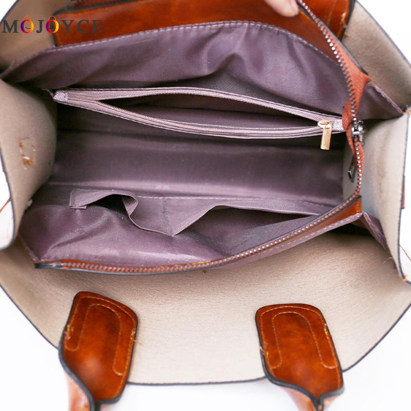 3 Pcs/Set Oil Wax Leather Women Bag Leather Handbags Casual Female Bags Trunk Tote Spanish Brand Shoulder Bag