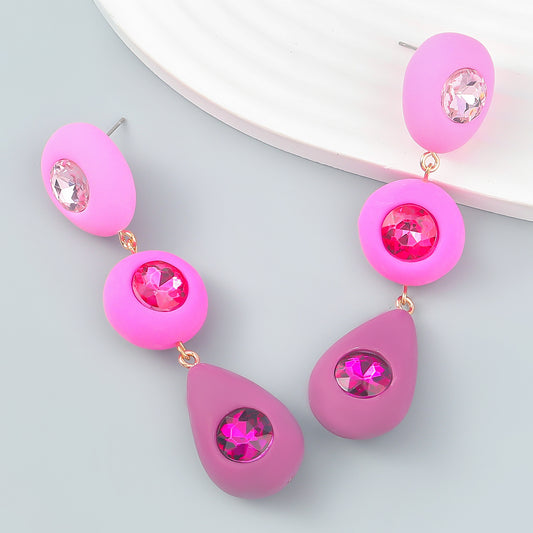 Ins Style Net Red Multi-Layer Geometric Resin Acrylic Diamond Earrings Women's Retro Earrings