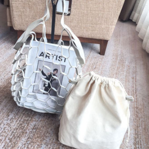 Yesello Personality Hollow Bag Beach Net Drawstring Combination Shoulder Bag Summer Totes Hand Bags Travel Handbags
