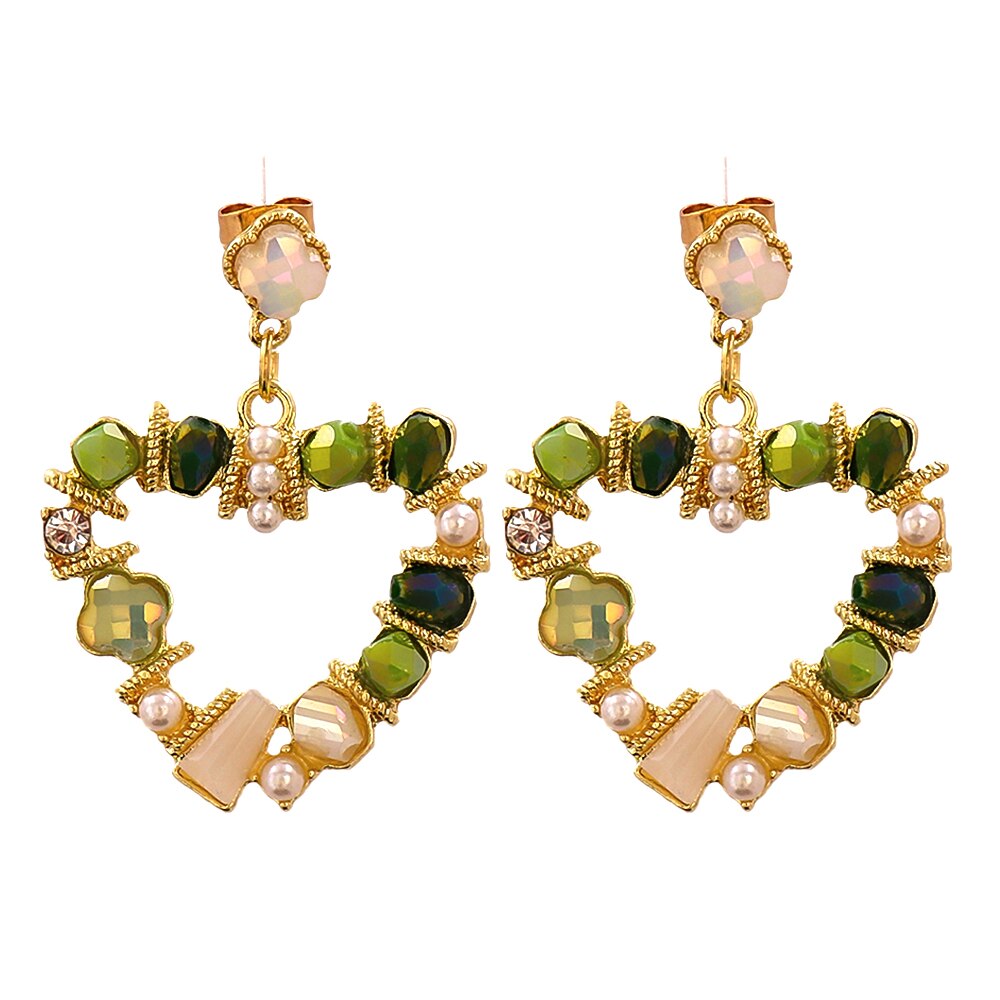 New Arrival Baroque Crystal Pearl Metal Stub Earrings Metal Gold Plated Heart Shape Earrings Gift for Women