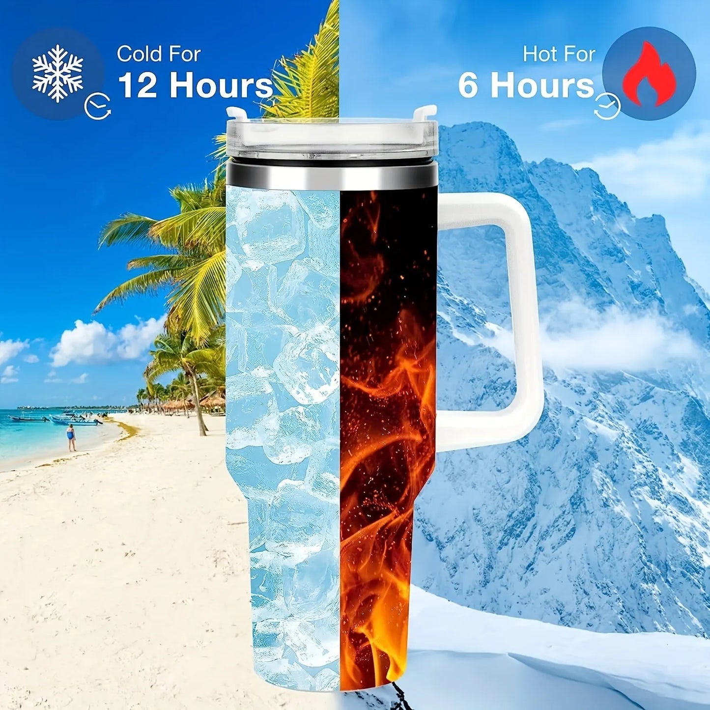 Cow Print Insulated Tumbler With Lid And Straw,Stainless Steel Coffee Tumbler with Handle,Double Vacuum Leak Proof Mug