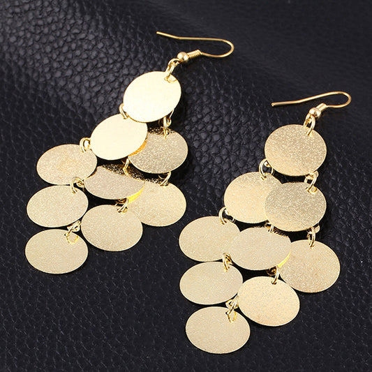 Fashion Punk Nightclub Rock Exaggerated Frosted Disc Tassel Earrings Earrings Earrings Earrings Accessories