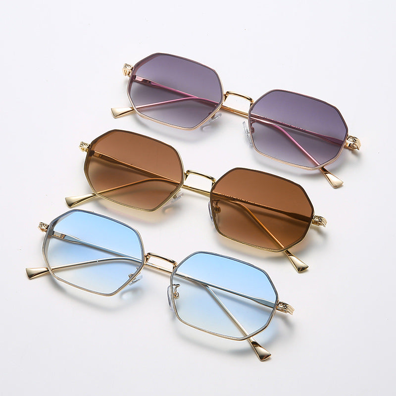 New Fashion Small Frame Polygonal Sunglasses Female Trendy Sunglasses Street Shot Ins Style Glasses