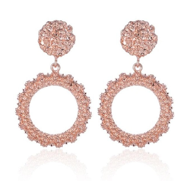 Big Vintage Earrings for Women Gold Silver Black Geometric Statement Earring 2019 Metal Earing Hanging Fashion Jewelry