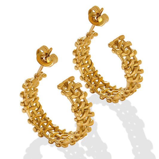 14k C Braided Earrings