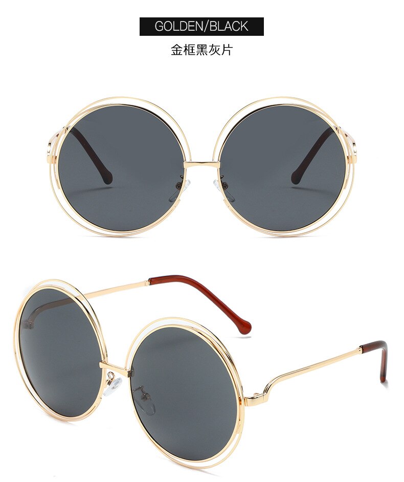 New Round Oversized Sunglasses Women Brand Designer Big Circle Gradient Mirror Sun Glasses Female Metal Frame Cool Eyewear