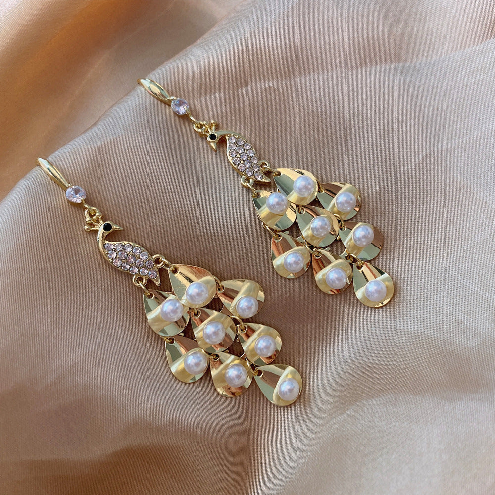 Korean Style Fashion Phoenix Super Fairy Exaggerated Earrings Wholesale High-End Temperament Long Earrings New Earrings