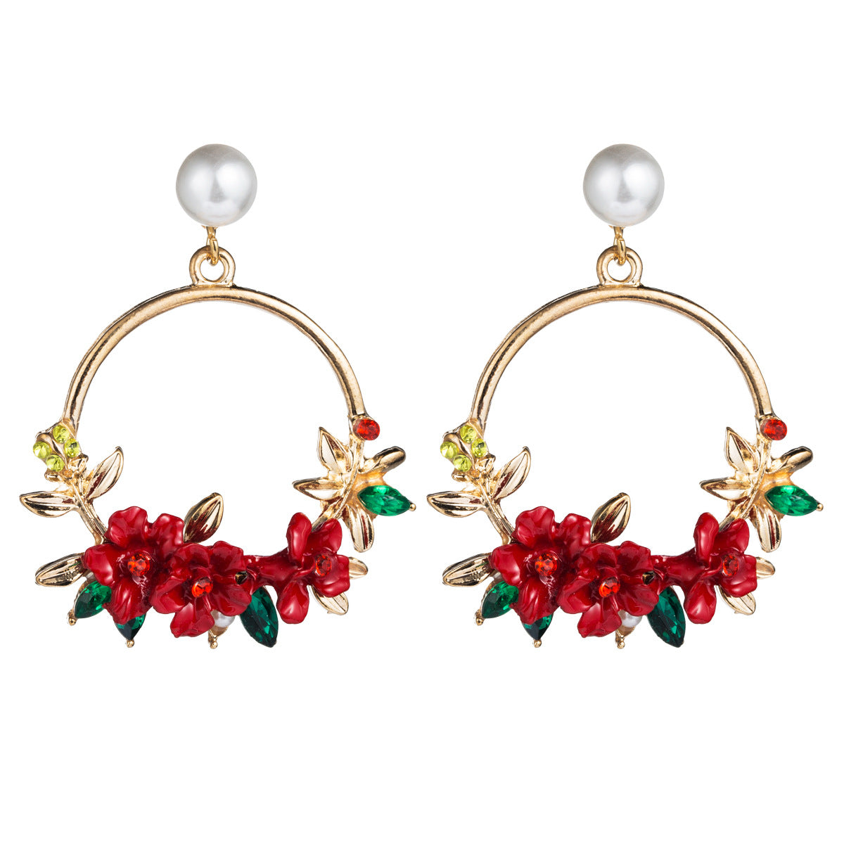 Korean Version Ins Net Red With Flower Earrings Female Sweet Soft Ceramic Pearl Earrings Trend Earrings