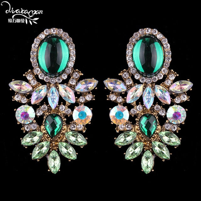 Dvacaman Brand Trendy Big Crystal Statement Earrings Wedding Drop Earrings Women Party Hanging Earrings Jewelry Wholesale