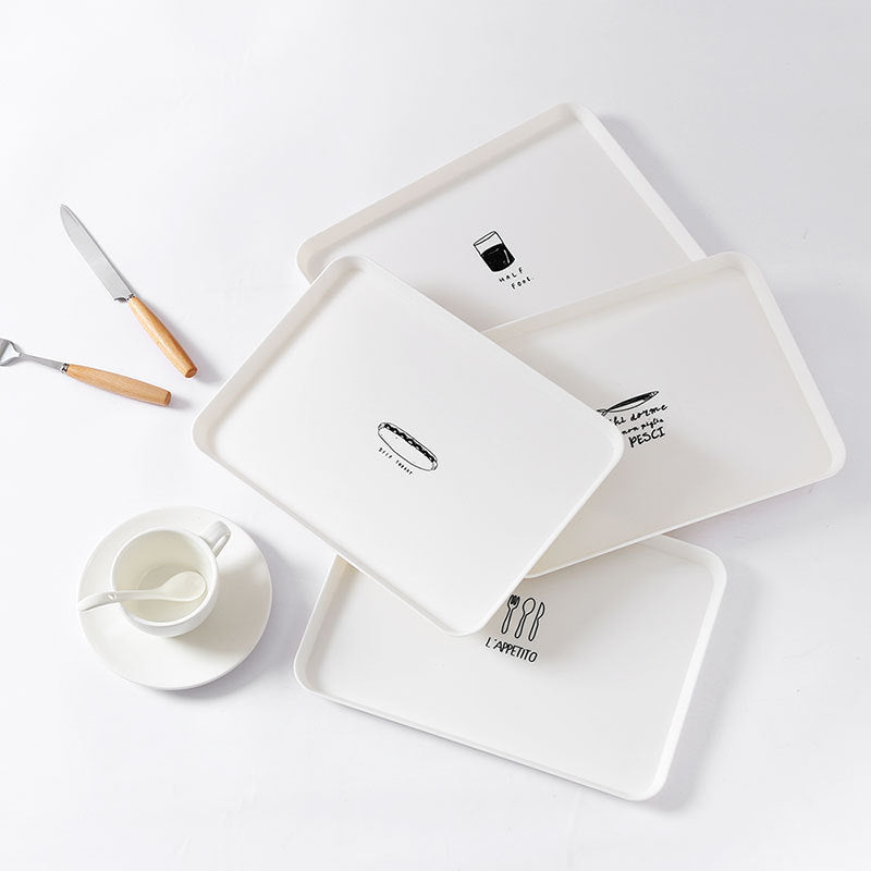 Nordic style rectangular plate household simple breakfast plate plastic tea plate dining plate desse