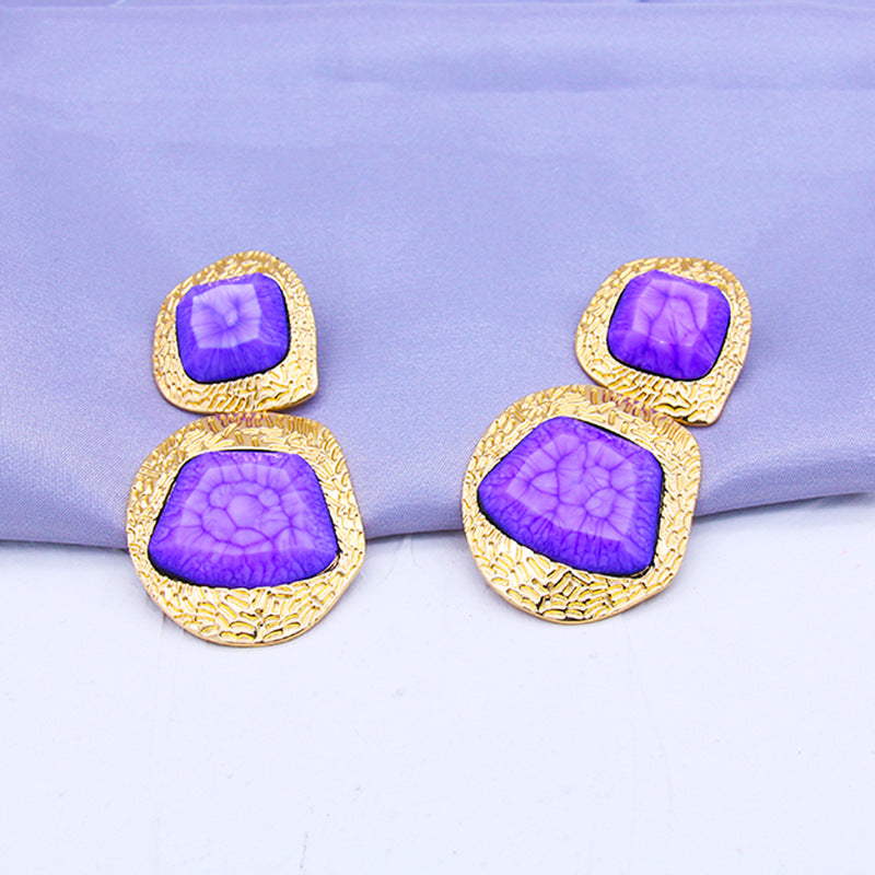 Irregular Cracked Gem Earrings Exaggerate Geometry Shaped Earrings