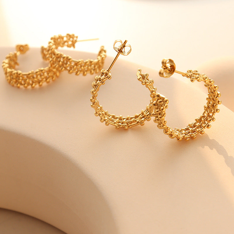 14k C Braided Earrings