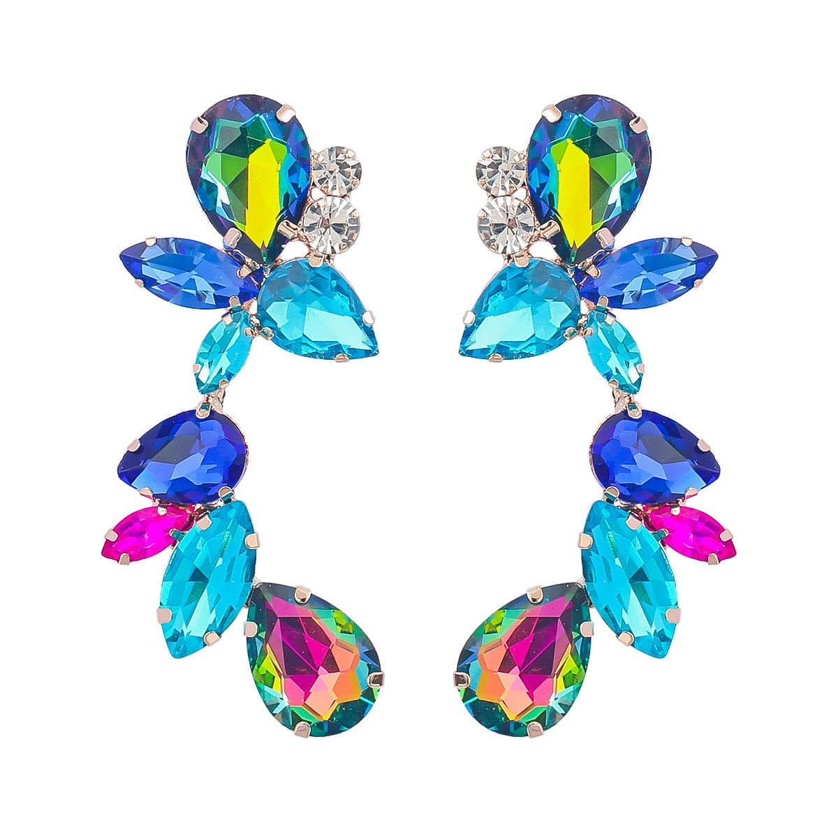Trend Rhinestone Earrings Floral Dangle Women's Earrings Dinner Wedding Accessories Fashion Statement Jewelry