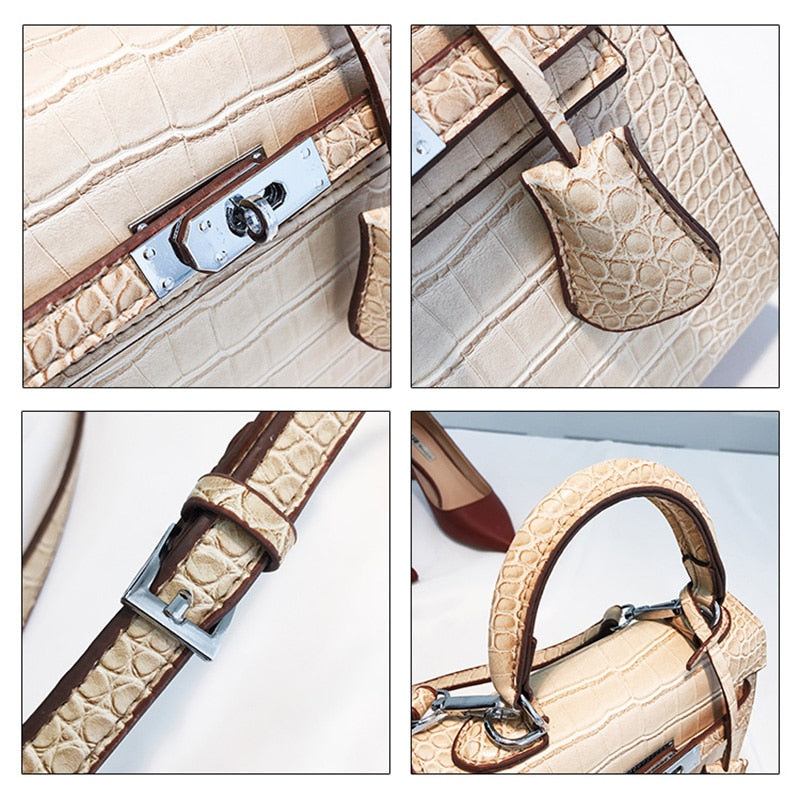 Women's Bag Alligator Bags Fashion lock Luxury Handbags High Quality PU leather Designer Shoulder Female Messenger