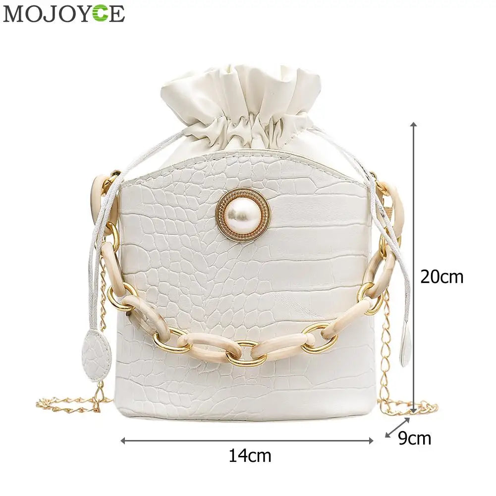 PU Bucket Small Messenger Handbags Drawstring Shoulder Bags  Exquisite Shopping Bag