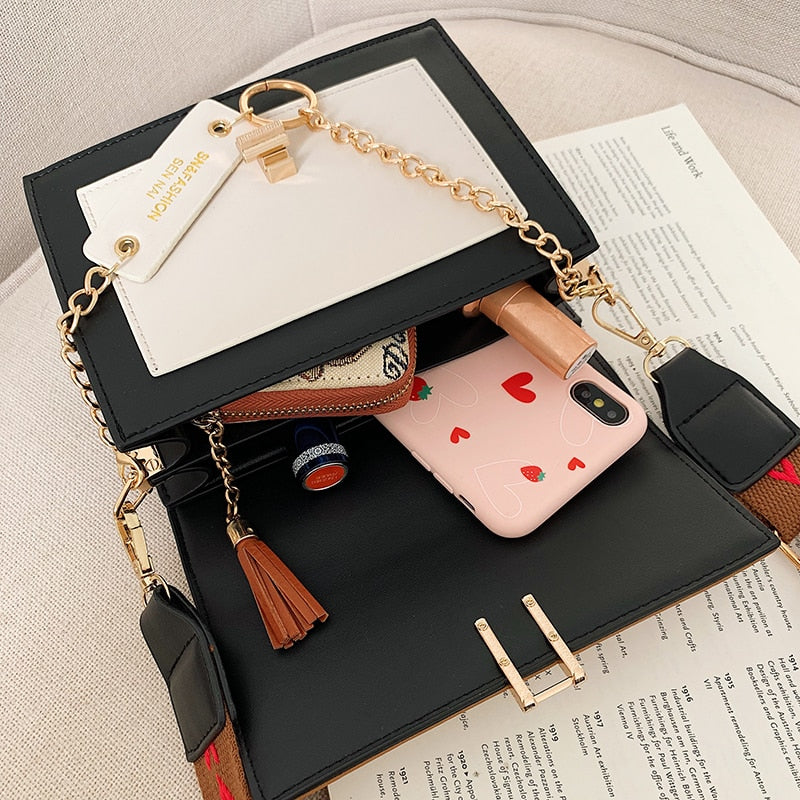 Mini Handbags Women Fashion  Ultra Fire Retro Wide Shoulder Strap Messenger Bag