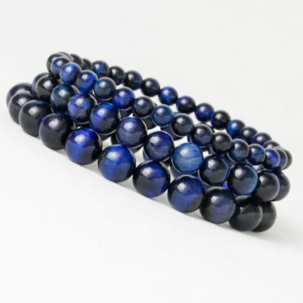 Blue Tiger Eye Buddha Bracelets Natural Stone Round Beads Elasticity Rope Men Women Bracelet