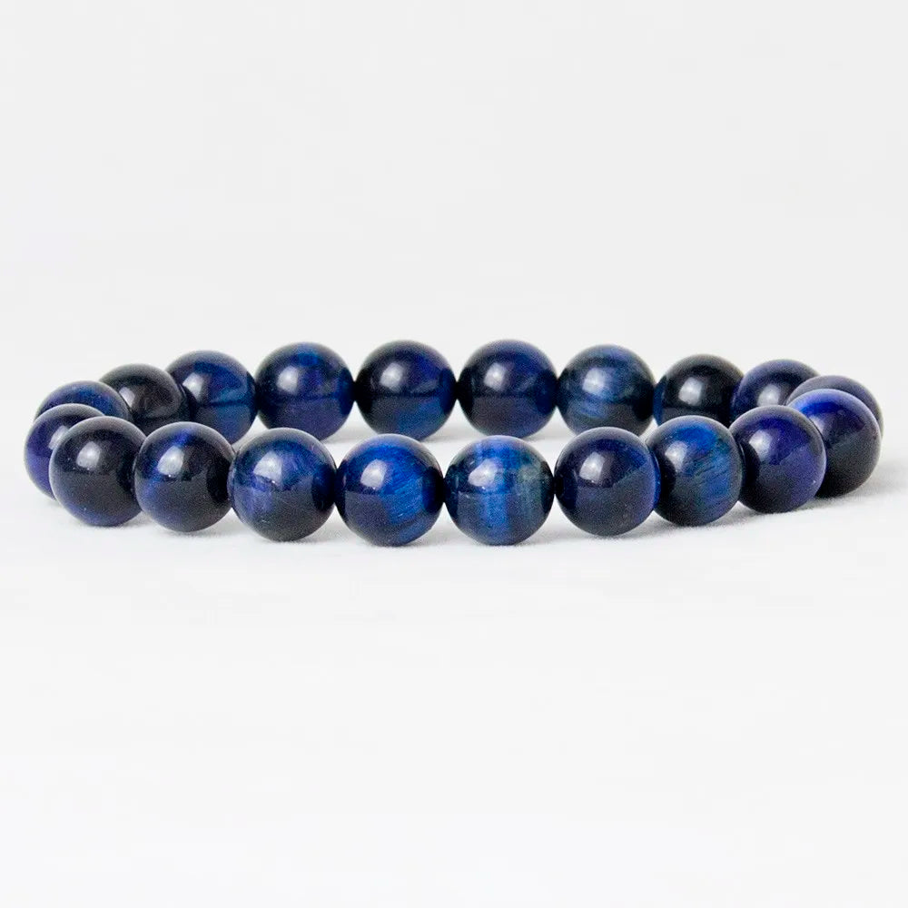 Blue Tiger Eye Buddha Bracelets Natural Stone Round Beads Elasticity Rope Men Women Bracelet