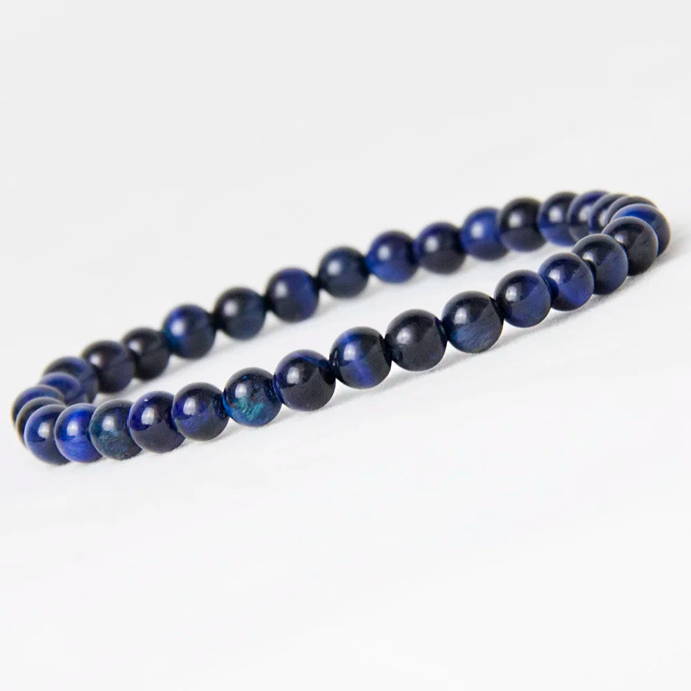Blue Tiger Eye Buddha Bracelets Natural Stone Round Beads Elasticity Rope Men Women Bracelet